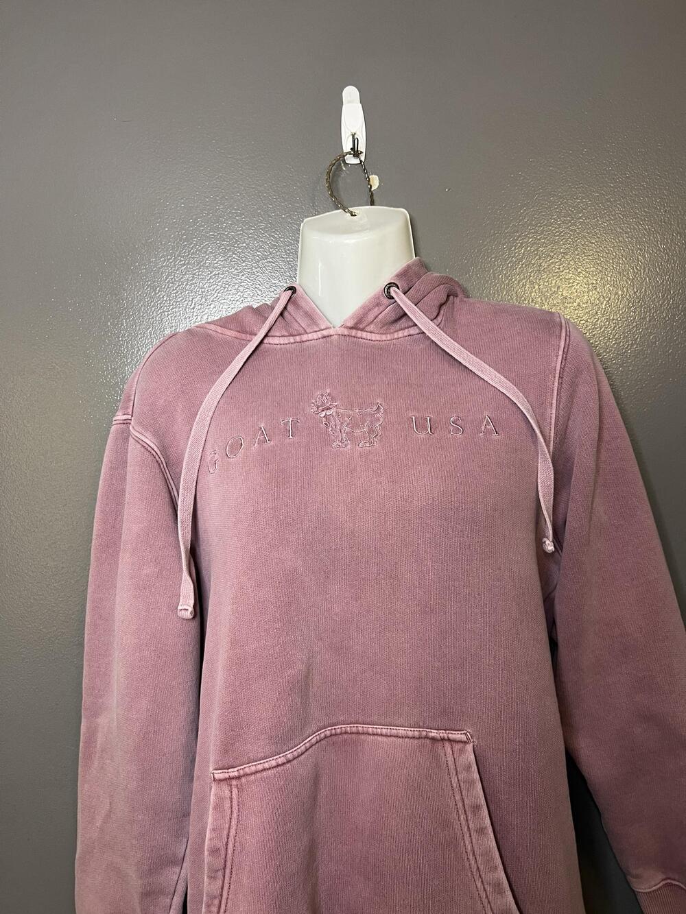 GOAT USA Hoodie Sweatshirt Womens XS Pink Embroidered Logo Fleece Pullover